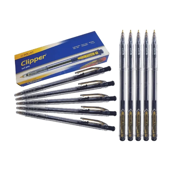 Dollar Clipper Ball Pen Black (Pack Of 10)